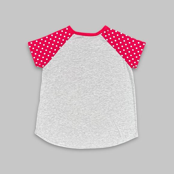 Disney Minnie Mouse Gray & Red Polka Dot Raglan Tee – Women’s XL - Picture 2 of 3